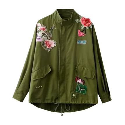 shop online Embroidery Drawstring Hem Utility Coat shop online Embroidery Drawstring Hem Utility Coat