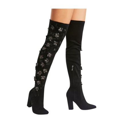 criss cross thigh high boots