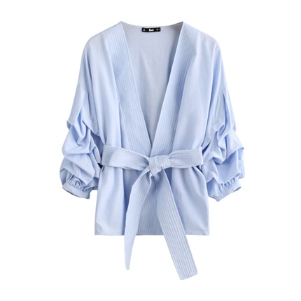 shop online Gathered Sleeve Stitch Detail Belted Blazer shop online Gathered Sleeve Stitch Detail Belted Blazer