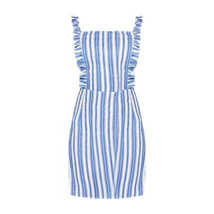 shop SHEIN Bow Tie Back Frill Trim Striped Dress online shop SHEIN Bow Tie Back Frill Trim Striped Dress online