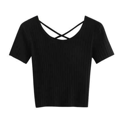 shop online Criss Cross Back Ribbed Tee shop online Criss Cross Back Ribbed Tee