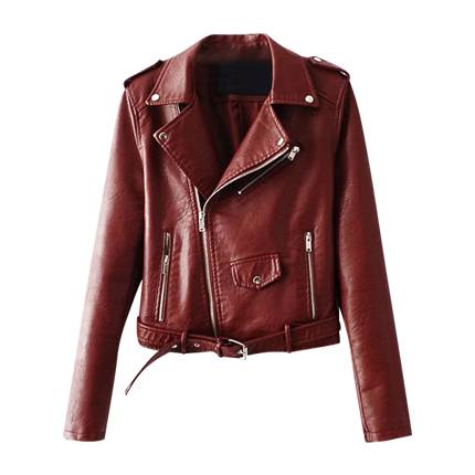 shop online Faux Leather Buckle Belt Hem Moto Jacket shop online Faux Leather Buckle Belt Hem Moto Jacket
