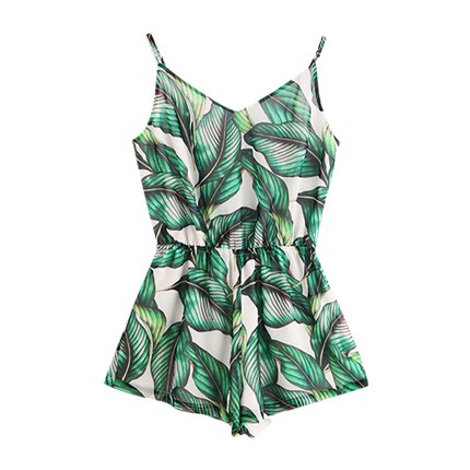 shop online Tropical Print Elastic Waist Cami Romper shop online Tropical Print Elastic Waist Cami Romper
