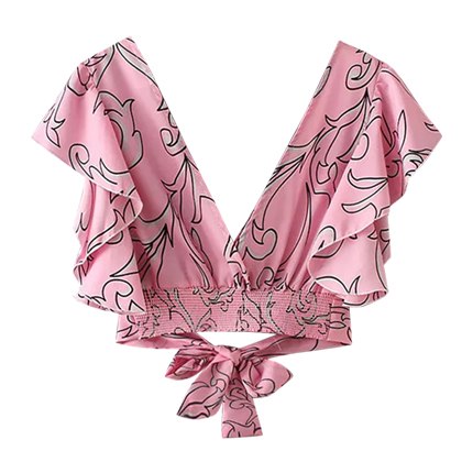 shop Ruffle Trim Knot Back Surplice Top online shop Ruffle Trim Knot Back Surplice Top online