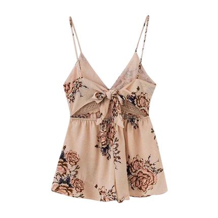 shop Guipure Lace Panel Knot Back Cami Romper online shop Guipure Lace Panel Knot Back Cami Romper online
