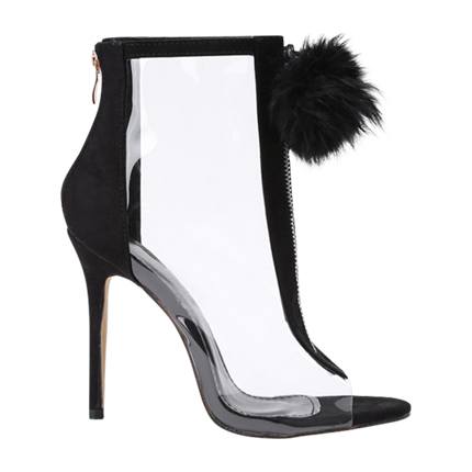 shop Pom Pom Front Zipper Design Stiletto Heels online shop Pom Pom Front Zipper Design Stiletto Heels online