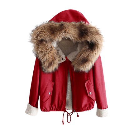 shop online Fleece Lined Jacket With Faux Fur Trim Hood shop online Fleece Lined Jacket With Faux Fur Trim Hood
