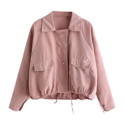 shop Drawstring Hem Double Pockets Jacket online shop Drawstring Hem Double Pockets Jacket online