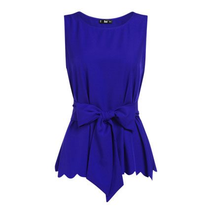 shop Scallop Hem Self Belted Shell Top online shop Scallop Hem Self Belted Shell Top online
