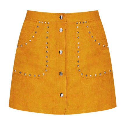 shop Studded Button Up Suede Skirt online shop Studded Button Up Suede Skirt online