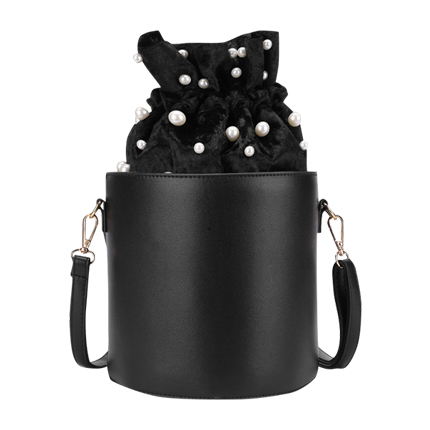 shop Faux Pearl Detail PU Bucket Bag online shop Faux Pearl Detail PU Bucket Bag online