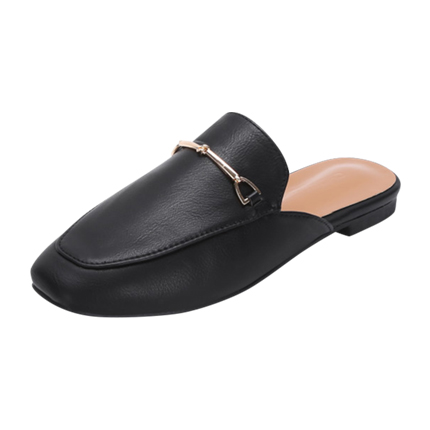 shop Metal Detail Square Toe PU Flats online shop Metal Detail Square Toe PU Flats online
