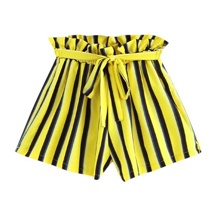 frill trim tie waist striped shorts