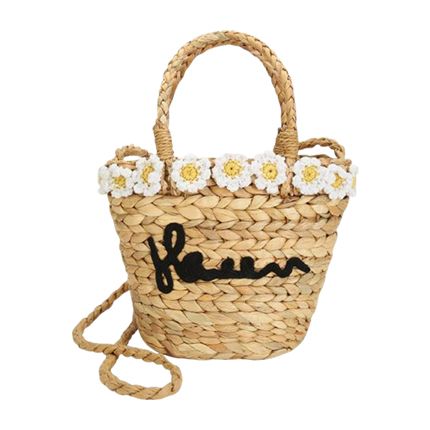 shop Flower Decor Straw Tote Bag online shop Flower Decor Straw Tote Bag online
