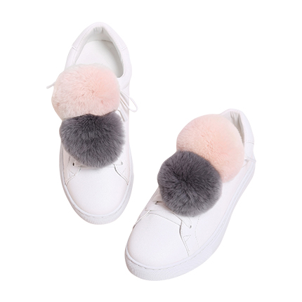 shop online Double Pom Pom Decorated PU Sneakers shop online Double Pom Pom Decorated PU Sneakers