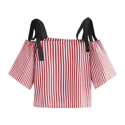 shop Contrast Bow Tie Strap Striped Top online shop Contrast Bow Tie Strap Striped Top online