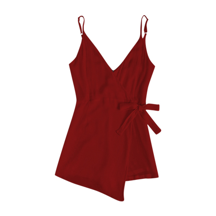 shop online Surplice Knot Side Pleated Cami Romper shop online Surplice Knot Side Pleated Cami Romper