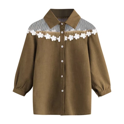 shop Mesh Insert Crochet Trim Shirt online shop Mesh Insert Crochet Trim Shirt online