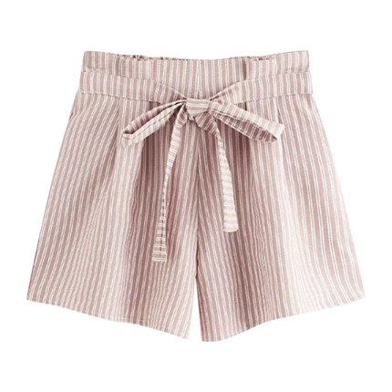 velvet contrast trim elastic waist shorts