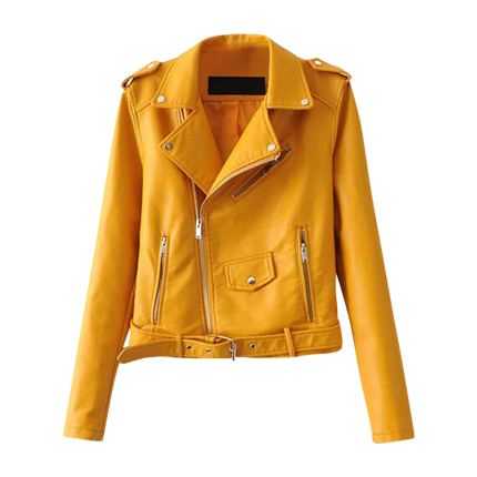 shop online Faux Leather Buckle Belt Epaulet Detail Moto Jacket shop online Faux Leather Buckle Belt Epaulet Detail Moto Jacket