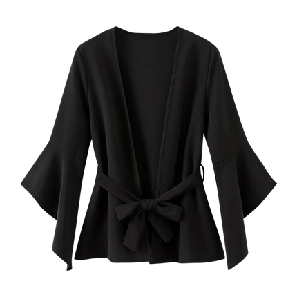 shop online Asymmetric Bell Sleeve Blazer With Self Tie shop online Asymmetric Bell Sleeve Blazer With Self Tie