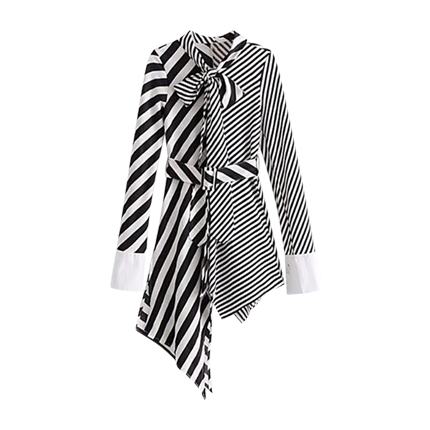 shop online Self Tie Asymmetrical Stripe Splicing Dress shop online Self Tie Asymmetrical Stripe Splicing Dress