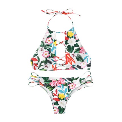 shop online Flower Print Criss Cross Bikini Set shop online Flower Print Criss Cross Bikini Set