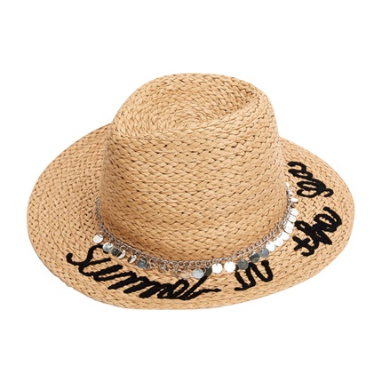shop Chain Decorated Straw Fedora Hat online shop Chain Decorated Straw Fedora Hat online