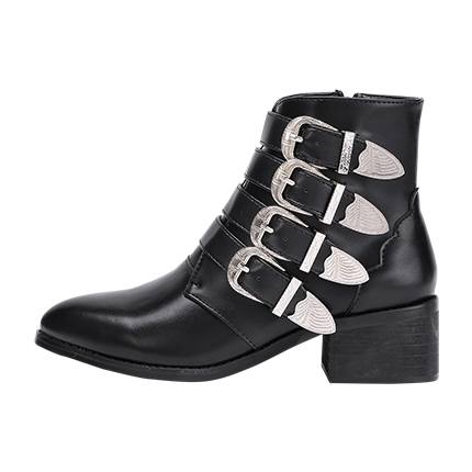 shop online Buckle Decorated Side Zipper Ankle Boots shop online Buckle Decorated Side Zipper Ankle Boots