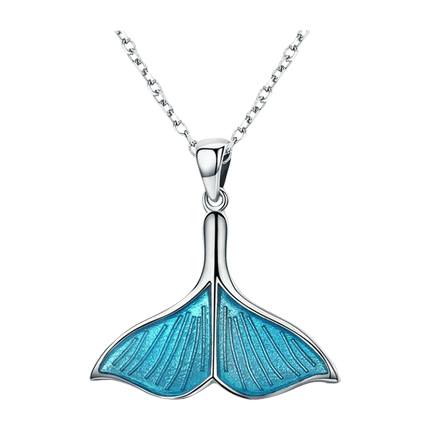 shop Blue Enamel Fish Whale Tail Mermaid Pendant Necklace online shop Blue Enamel Fish Whale Tail Mermaid Pendant Necklace online