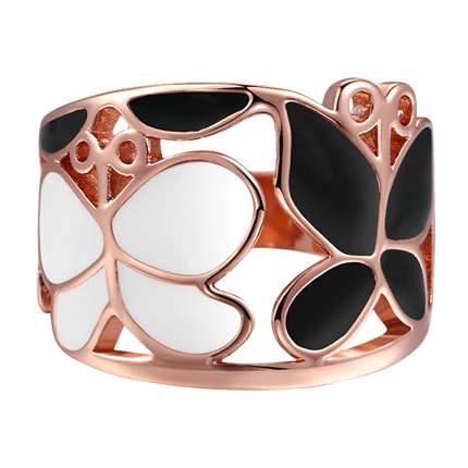 shop Women Vintage Style Black White Butterfly Ring online shop Women Vintage Style Black White Butterfly Ring online
