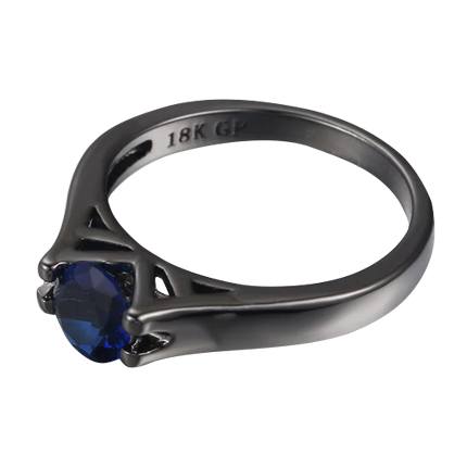 shop Round Cut Blue Cubic Zirconia Black Color Ring online shop Round Cut Blue Cubic Zirconia Black Color Ring online
