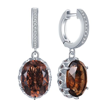 shop Smoky Quartz Cubic Zirconia Drop Earrings online shop Smoky Quartz Cubic Zirconia Drop Earrings online