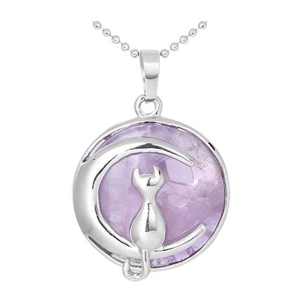 shop Cat on Moon Natural Stone Crystal Suspension Pendant online shop Cat on Moon Natural Stone Crystal Suspension Pendant online