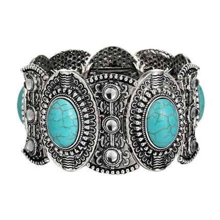 shop Retro Pattern Ancient Silver Oval Big Stone Bangles online shop Retro Pattern Ancient Silver Oval Big Stone Bangles online