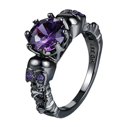 shop Purple Skeleton Black Gold Color Cocktail Party Ring online shop Purple Skeleton Black Gold Color Cocktail Party Ring online