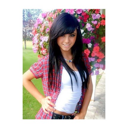Buy Black Layered Hairstyles With Side Swept Bangs For Women In