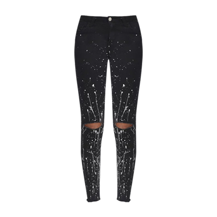 shop online Splashed Knee Cutout Jeans shop online Splashed Knee Cutout Jeans