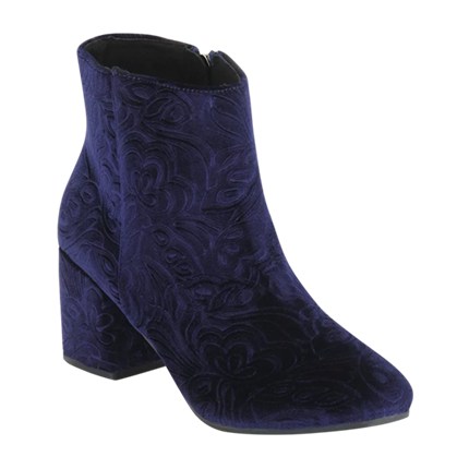 shop Self Velvet Back Zipper Blue Chunky Heels online shop Self Velvet Back Zipper Blue Chunky Heels online