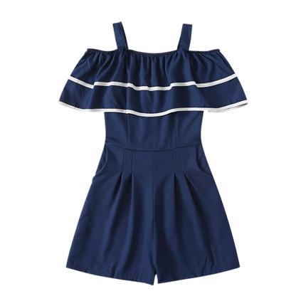 shop Contrast Trim Ruffle Romper online shop Contrast Trim Ruffle Romper online