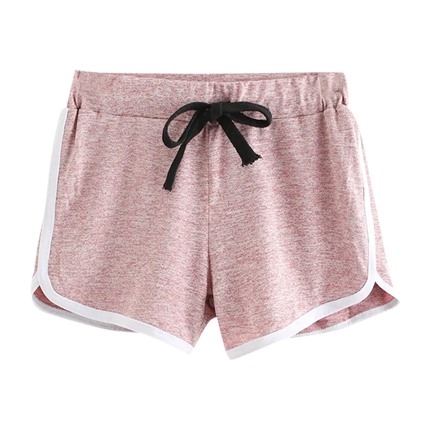 velvet contrast trim elastic waist shorts