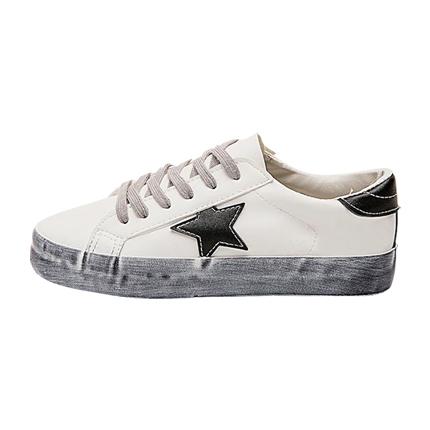 star patch lace up splice sneakers