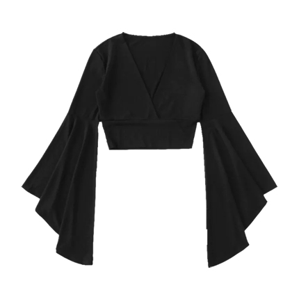 shop Fluted Sleeve Surplice Tee online shop Fluted Sleeve Surplice Tee online