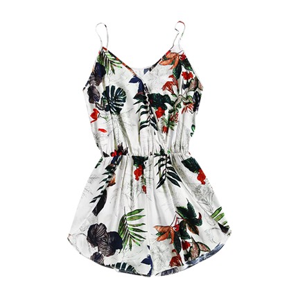 shop Tropical Print Surplice Wrap Cami Blouson Romper online shop Tropical Print Surplice Wrap Cami Blouson Romper online