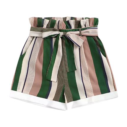shop Frill Trim Striped Shorts With Belt online shop Frill Trim Striped Shorts With Belt online