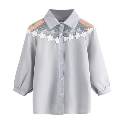 shop Contrast Lace Appliques Shirt online shop Contrast Lace Appliques Shirt online
