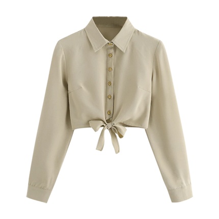 shop Single Breasted Knot Hem Shirt online shop Single Breasted Knot Hem Shirt online