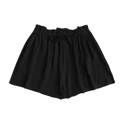 frill trim tie waist striped shorts