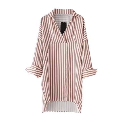 shop Vertical Striped High Low Shirt Dress online shop Vertical Striped High Low Shirt Dress online