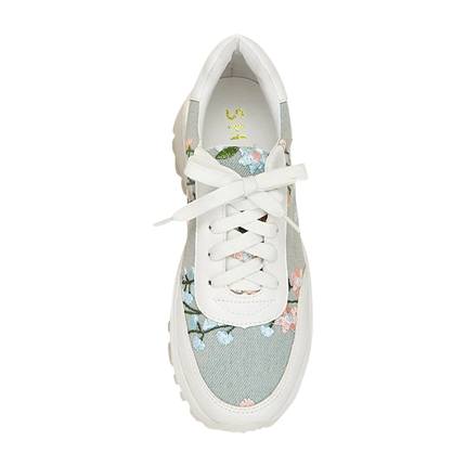 shop Flower Embroidery Lace-Up Chunky Sneakers online shop Flower Embroidery Lace-Up Chunky Sneakers online